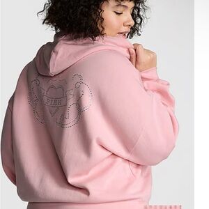 NWT Zara Limited Rhinestone Fleece Campus Full-Zip Hoody and Sweatpants Set